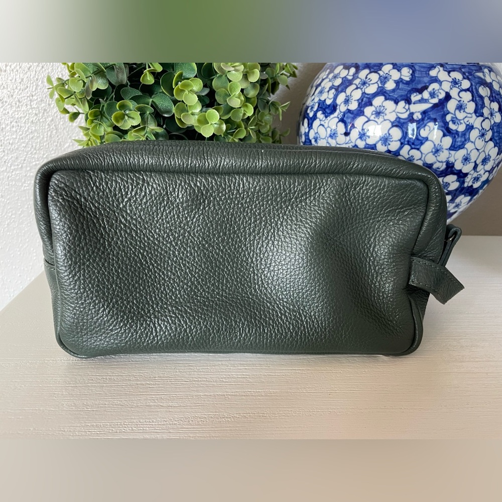 Massei luxury Leather Toiletry Bag Travel color dark green Made In Italy